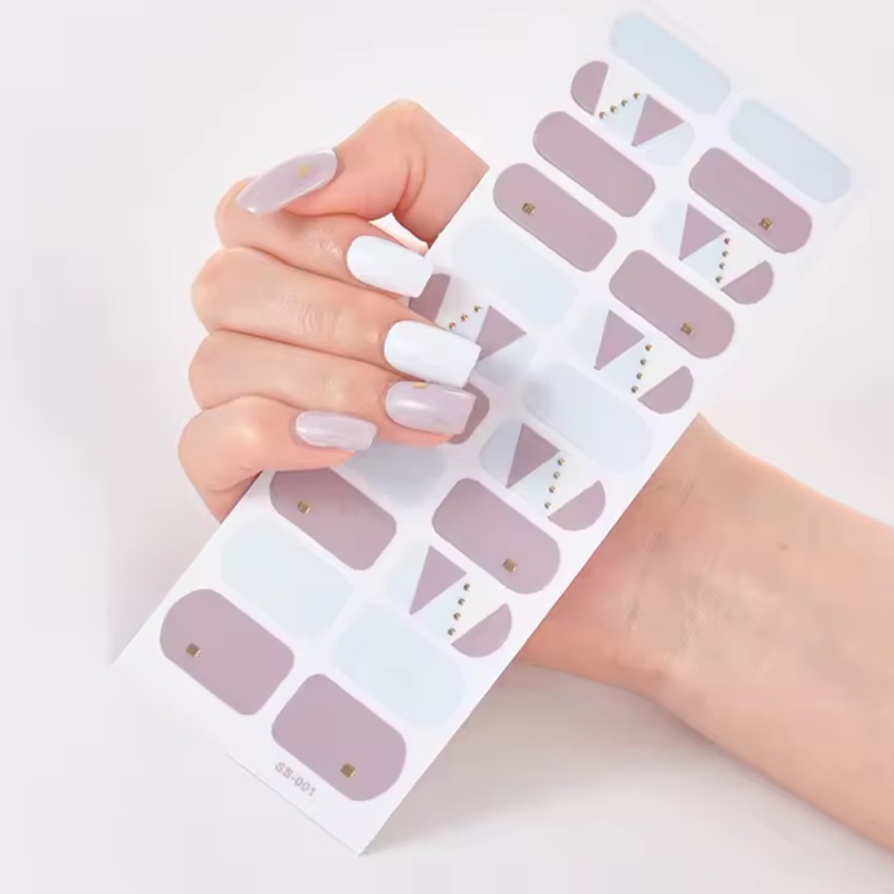 Stylish Nail Wraps in Purple and Light Blue, 1 Pack, 22 Stickers